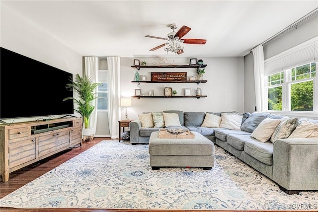 8300 Badestowe Ct, Chesterfield, VA 23832 - living area featuring ceiling fan and wood finished floors