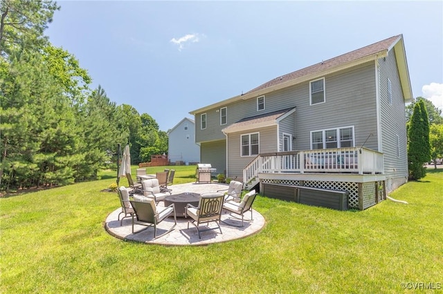 8300 Badestowe Ct, Chesterfield, VA 23832 - back of house with an outdoor fire pit, a patio area, a wooden deck, and a yard