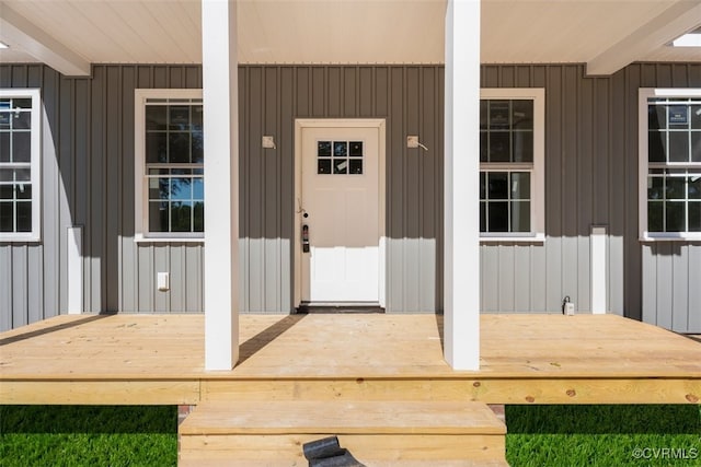 1007 Clement Town Rd, Powhatan, VA 23139 - doorway to property featuring a porch and board and batten siding