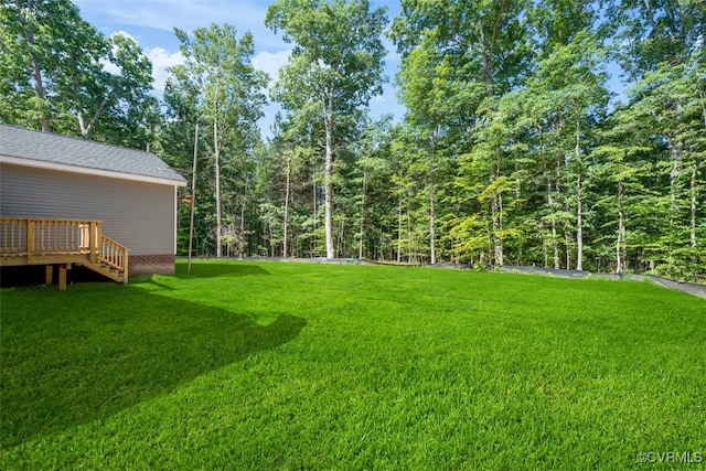 1007 Clement Town Rd, Powhatan, VA 23139 - view of grassy yard with a wooden deck