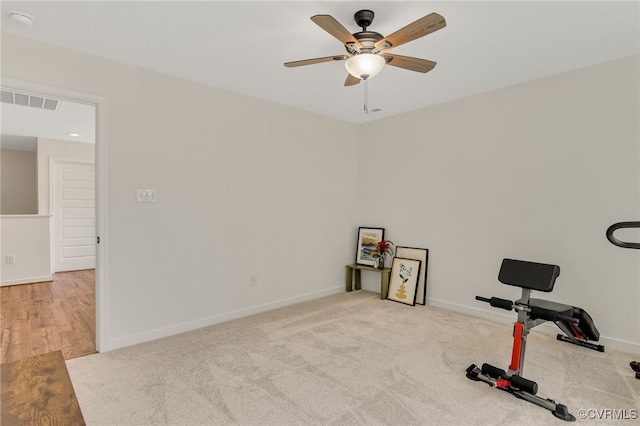 6112 Water Violet Ter, Moseley, VA 23120 - exercise area featuring ceiling fan and wood finished floors