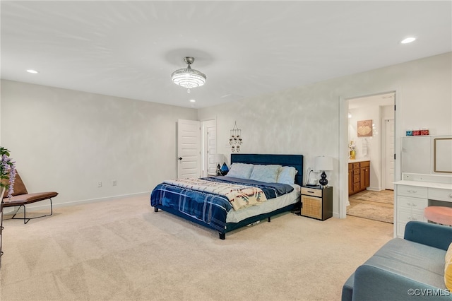 6112 Water Violet Ter, Moseley, VA 23120 - bedroom with light carpet, recessed lighting, and connected bathroom