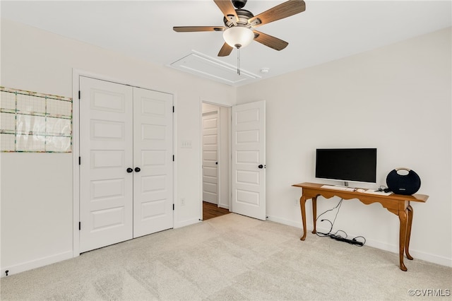 6112 Water Violet Ter, Moseley, VA 23120 - office featuring ceiling fan, carpet floors, and attic access