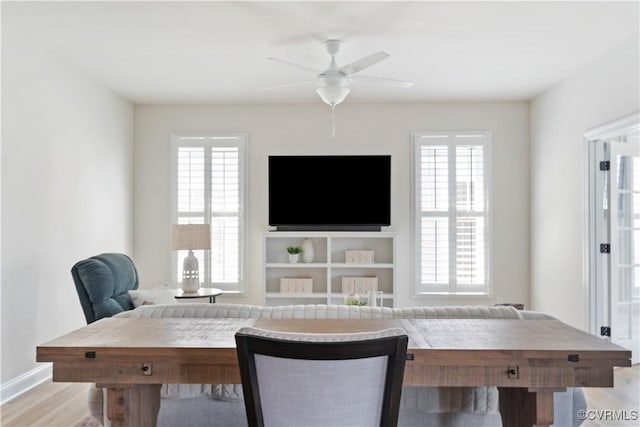 109 Axton Ln, Ashland, VA 23005 - dining area with healthy amount of natural light, light wood-style flooring, and ceiling fan