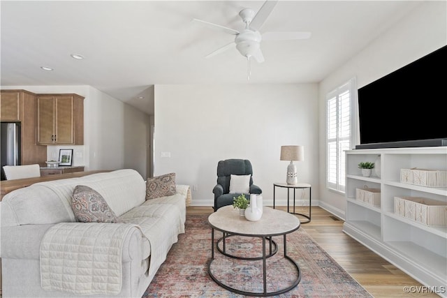 109 Axton Ln, Ashland, VA 23005 - living room featuring wood finished floors, recessed lighting, and a ceiling fan