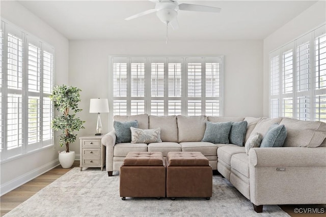 109 Axton Ln, Ashland, VA 23005 - living area featuring healthy amount of natural light, light wood-type flooring, and a ceiling fan