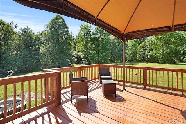 291 Briery Hills Dr, Meherrin, VA 23954 - deck with a gazebo, a lawn, and view of scattered trees
