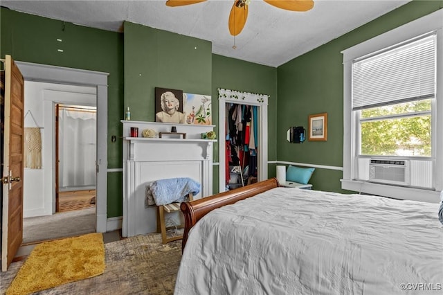 306 Hamilton Ave, Colonial Heights, VA 23834 - bedroom with cooling unit, a ceiling fan, and a closet