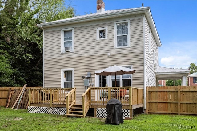 306 Hamilton Ave, Colonial Heights, VA 23834 - rear view of house with a wooden deck and a chimney
