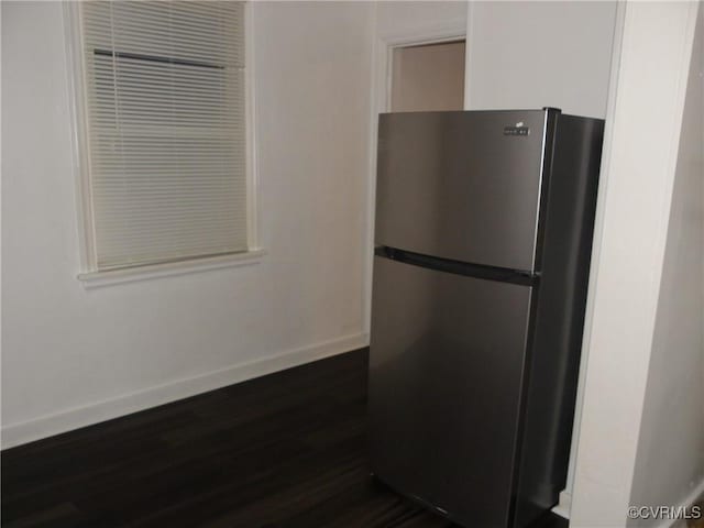 1504 N 30th St, Richmond, VA 23223 - kitchen view of freestanding refrigerator and dark wood-style flooring