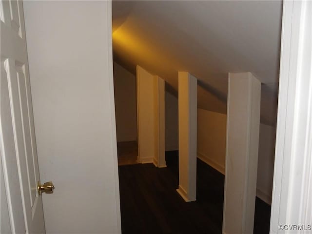 1504 N 30th St, Richmond, VA 23223 - hallway featuring vaulted ceiling and dark wood-style floors
