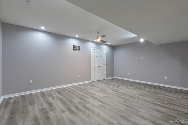 6430 Arwen Mews, Moseley, VA 23120 - below grade area with ceiling fan, light wood-style floors, and recessed lighting