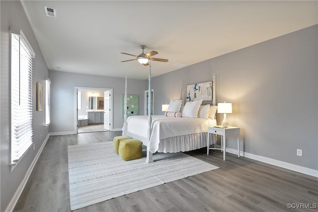 6430 Arwen Mews, Moseley, VA 23120 - bedroom featuring wood finished floors, ensuite bath, and ceiling fan