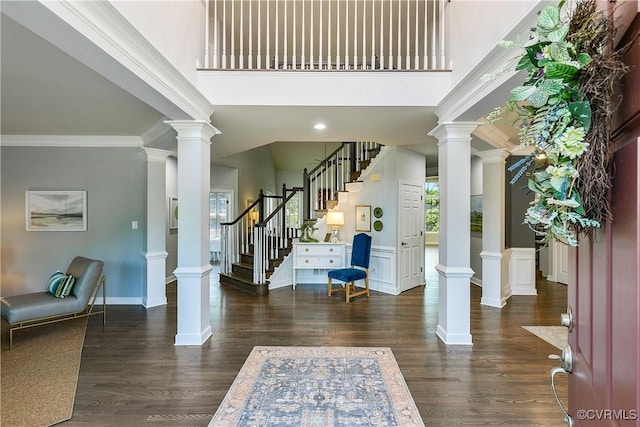 6430 Arwen Mews, Moseley, VA 23120 - entrance foyer with stairs, ornamental molding, wood finished floors, and a high ceiling