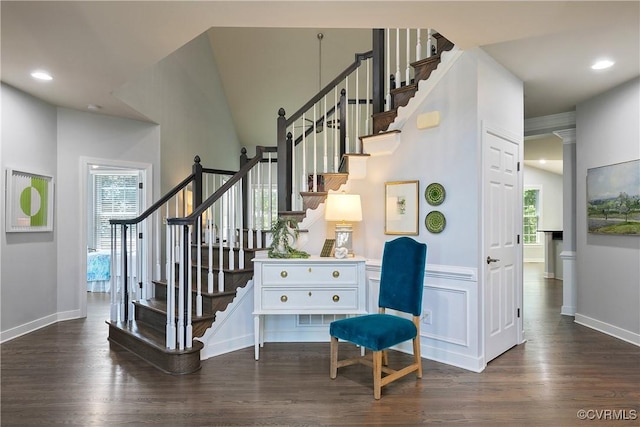 6430 Arwen Mews, Moseley, VA 23120 - stairway with healthy amount of natural light, wood finished floors, and recessed lighting