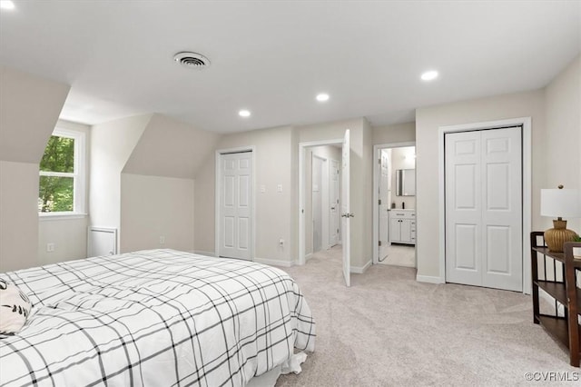 2718 Colgrave Rd, Chesterfield, VA 23112 - bedroom with light colored carpet, recessed lighting, multiple closets, and ensuite bath