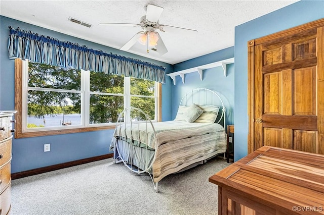 716 W Riverside Dr, Lanexa, VA 23089 - bedroom featuring carpet, ceiling fan, and a textured ceiling