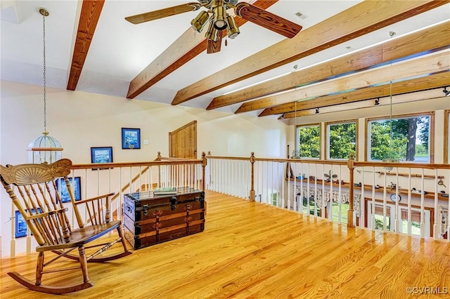 716 W Riverside Dr, Lanexa, VA 23089 - sitting room with ceiling fan, beam ceiling, and wood finished floors