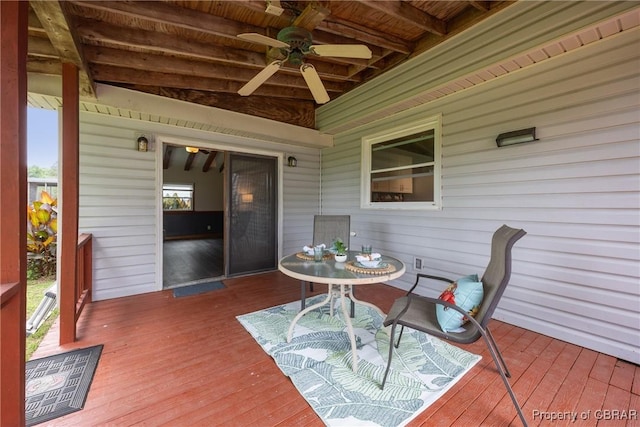 16 Diggs Dr, Hampton, VA 23666 - wooden deck with ceiling fan
