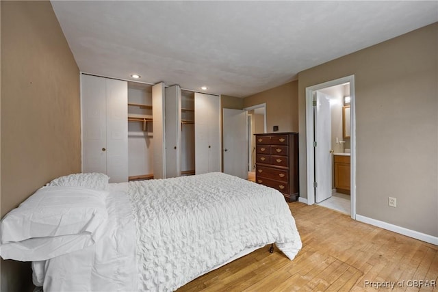 16 Diggs Dr, Hampton, VA 23666 - bedroom with light wood-style floors, recessed lighting, and ensuite bath