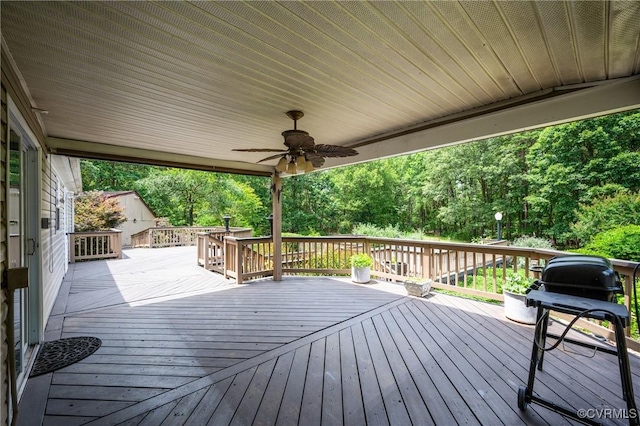 454 Elam Forest Dr, Prospect, VA 23960 - deck with a ceiling fan and grilling area