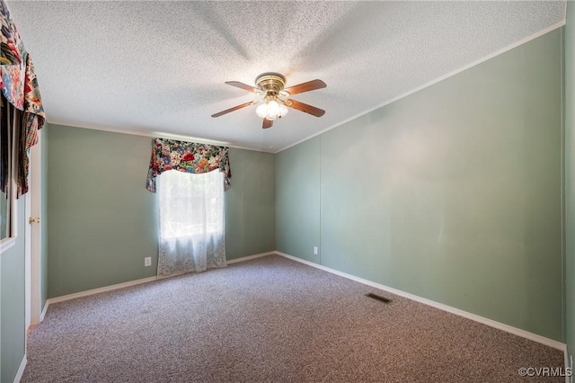 454 Elam Forest Dr, Prospect, VA 23960 - carpeted spare room with a ceiling fan, a textured ceiling, and crown molding