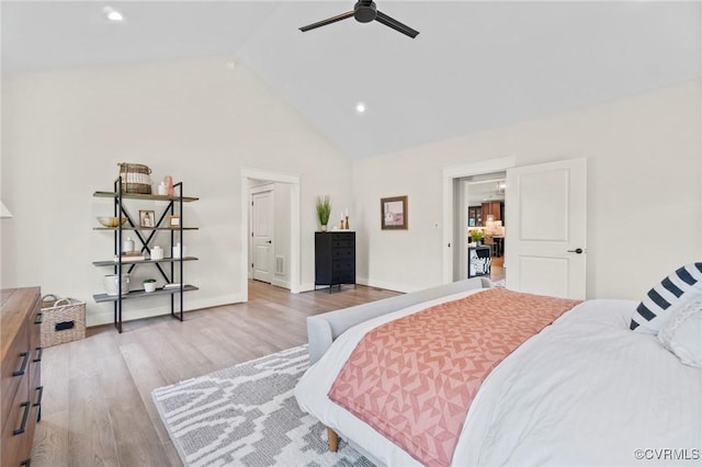 TBD Cedar Lane, Glen Allen, VA 23059 - bedroom with wood finished floors, recessed lighting, high vaulted ceiling, and ceiling fan