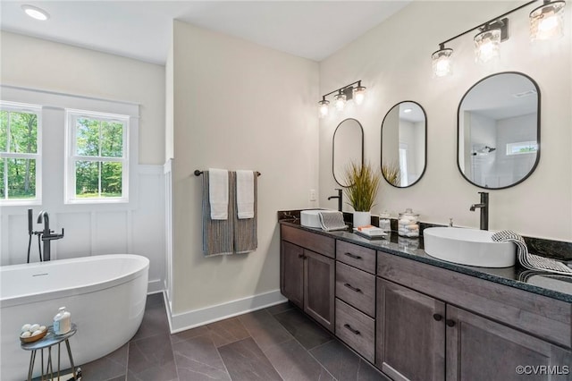 TBD Cedar Lane, Glen Allen, VA 23059 - bathroom with double vanity, a freestanding bath, and marble finish flooring