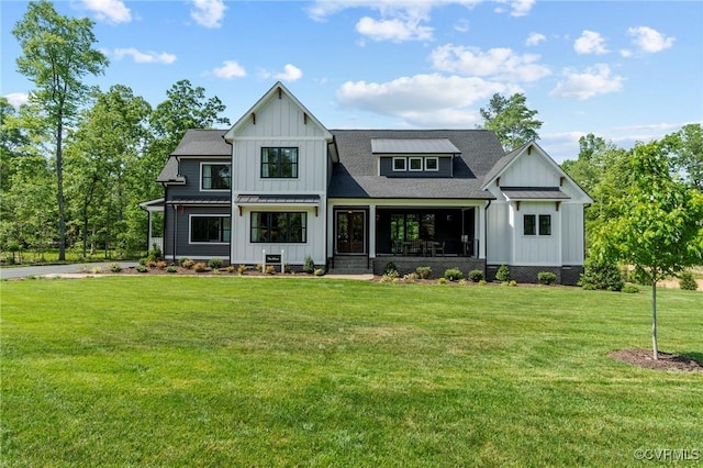 TBD Cedar Lane, Glen Allen, VA 23059 - modern inspired farmhouse featuring board and batten siding, a front lawn, a porch, and roof with shingles