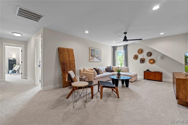 TBD Cedar Lane, Glen Allen, VA 23059 - living room featuring light carpet, ceiling fan, and recessed lighting