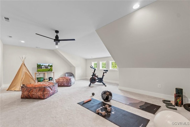 TBD Cedar Lane, Glen Allen, VA 23059 - workout area featuring carpet, a ceiling fan, recessed lighting, and lofted ceiling