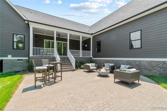 TBD Cedar Lane, Glen Allen, VA 23059 - view of patio / terrace with an outdoor living space with a fire pit, stairs, and ceiling fan