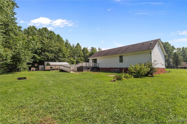 11501 Courthouse Rd, Dinwiddie, VA 23841 - rear view of house featuring a lawn and a wooden deck