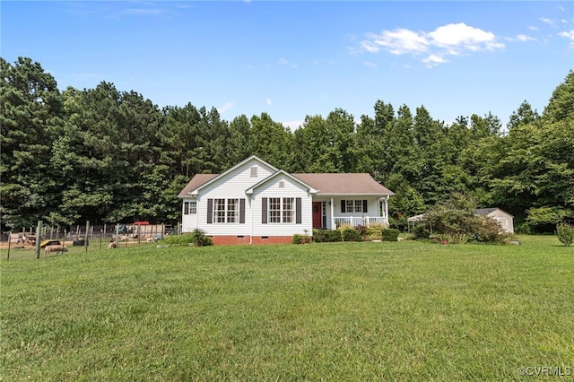 11501 Courthouse Rd, Dinwiddie, VA 23841 - single story home featuring a porch, a front yard, and crawl space