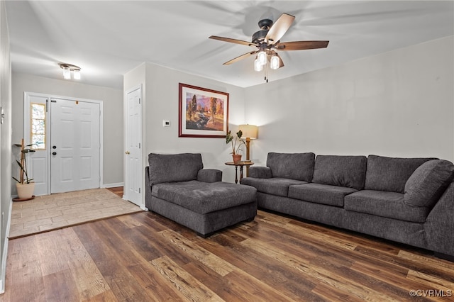 11501 Courthouse Rd, Dinwiddie, VA 23841 - living room featuring dark wood-style floors and a ceiling fan