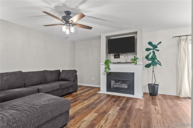 11501 Courthouse Rd, Dinwiddie, VA 23841 - living area featuring wood finished floors, ceiling fan, and a glass covered fireplace
