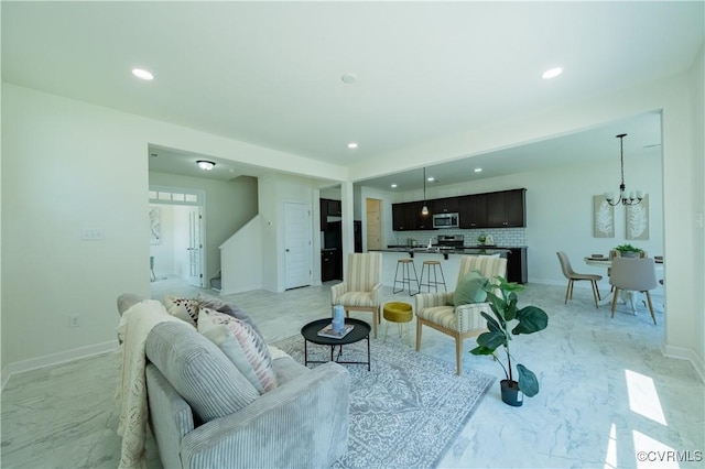 5311 Benmable Ct, Glen Allen, VA 23059 - living room with recessed lighting and a chandelier