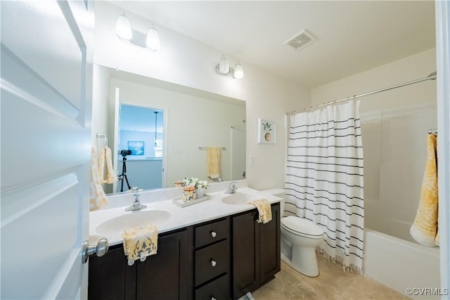 5311 Benmable Ct, Glen Allen, VA 23059 - full bathroom with double vanity, shower / tub combo, and tile patterned flooring