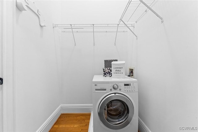 603 N Allen Ave Unit U1B, Richmond, VA 23220 - laundry room with washer / clothes dryer and wood finished floors