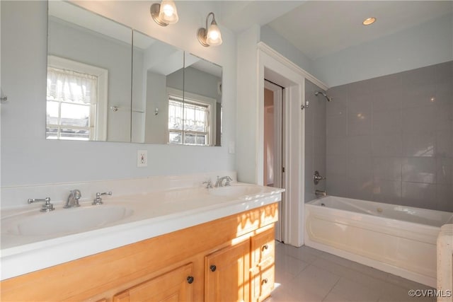 1602 Brandon Ave, Petersburg, VA 23805 - full bath with tile patterned flooring, bathing tub / shower combination, and double vanity