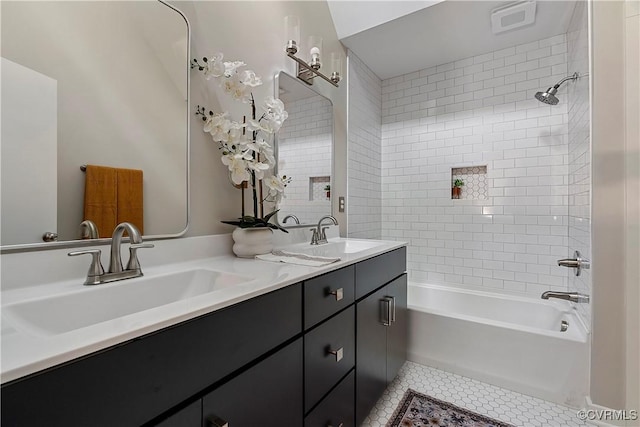 4458 Old Fox Trl, Chesterfield, VA 23112 - full bath with double vanity, shower / washtub combination, and tile patterned flooring