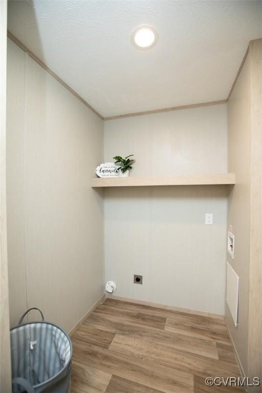 12 Sunset Ln, Rice, VA 23966 - laundry area featuring wood finished floors, hookup for an electric dryer, and washer hookup