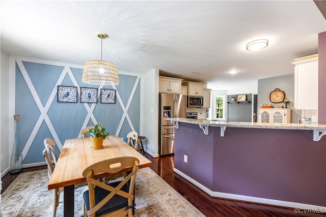4672 Bell Rd, Powhatan, VA 23139 - dining space featuring dark wood finished floors and baseboards
