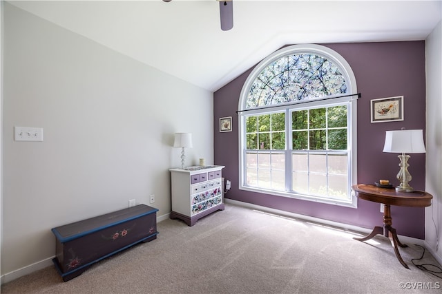 4672 Bell Rd, Powhatan, VA 23139 - bedroom featuring carpet, vaulted ceiling, and ceiling fan
