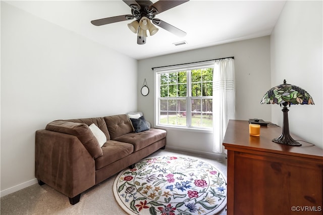 4672 Bell Rd, Powhatan, VA 23139 - living area with light carpet and ceiling fan