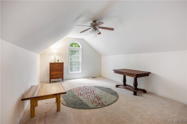 4672 Bell Rd, Powhatan, VA 23139 - sitting room featuring carpet, a ceiling fan, and vaulted ceiling