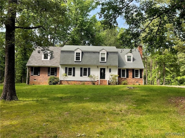2458 Happy Hill Ln, Mechanicsville, VA 23111 - view of front of property with a chimney, crawl space, a front lawn, and brick siding