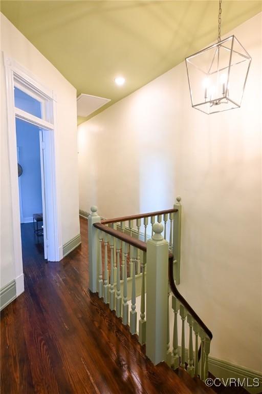 7 N Davis Ave, Richmond, VA 23220 - staircase featuring a chandelier, wood finished floors, and recessed lighting