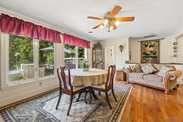 4312 Erlene Ct, Chester, VA 23831 - dining space with crown molding, wood finished floors, and ceiling fan