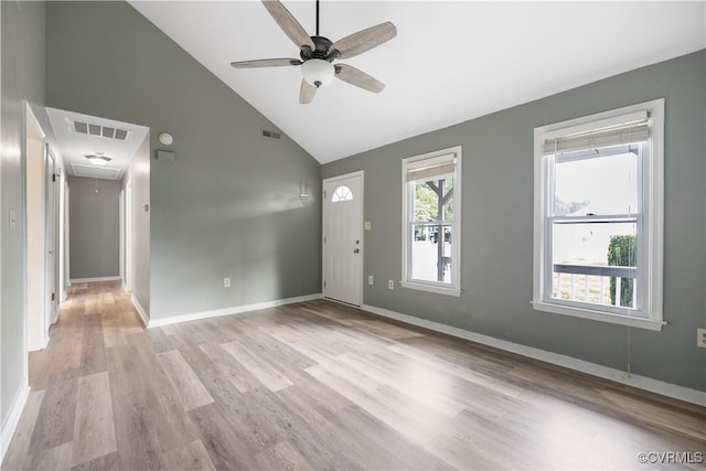 4803 White Manor Ct, Chesterfield, VA 23112 - entrance foyer with a ceiling fan, light wood-style flooring, and high vaulted ceiling